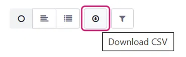 Download CSV icon in the Overview icon bar, with its tooltip